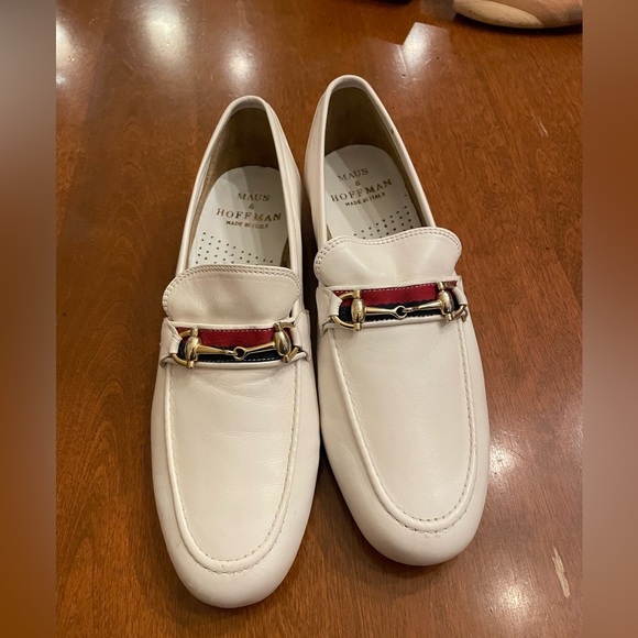 Maus and Hoffman White Italian Horsebit Loafers 8.5 with trees main image 13